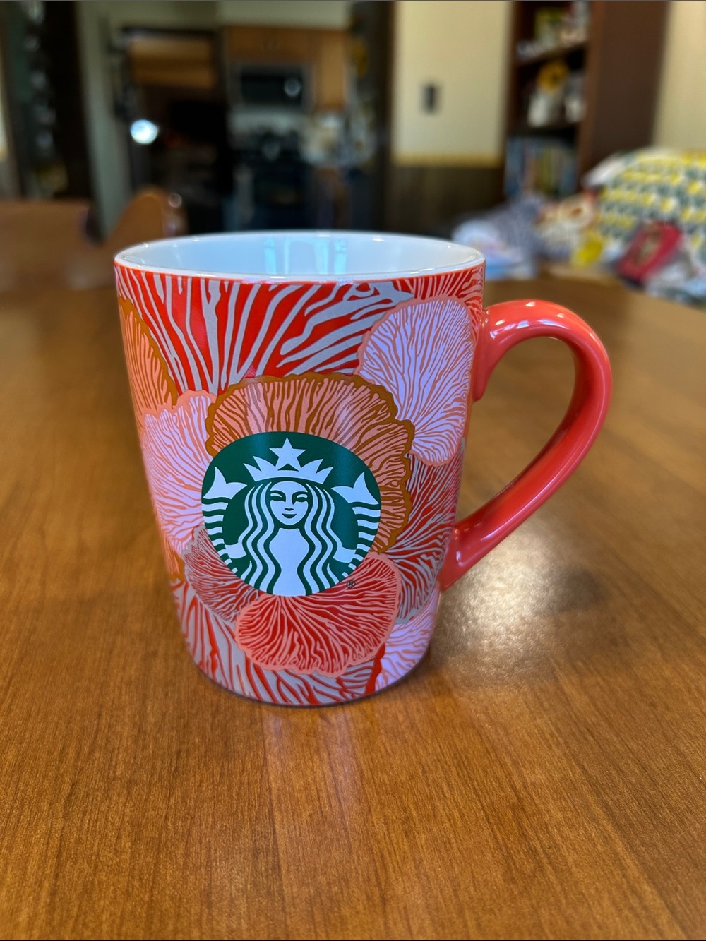 Starbucks Pink and Coral Floral Logo Mug